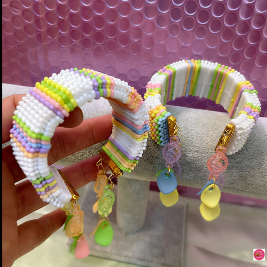 Multicoloured Pastel Kids Combo of 10 Open Bracelets