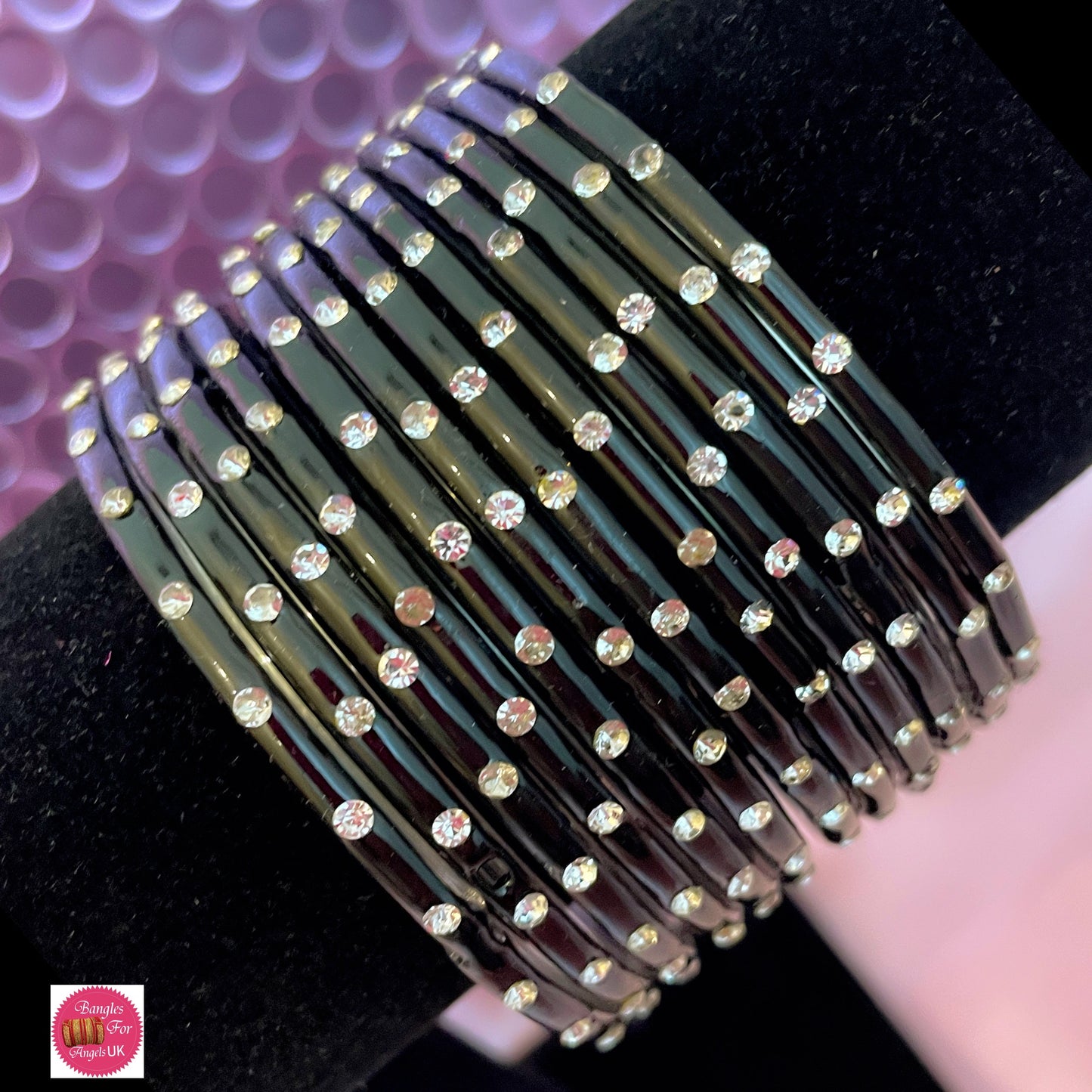 Stone Glass Bangles in various colours- Size 2.10