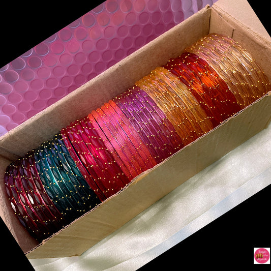 Raindrop Glass Bangles Combo Box- Size 2.6