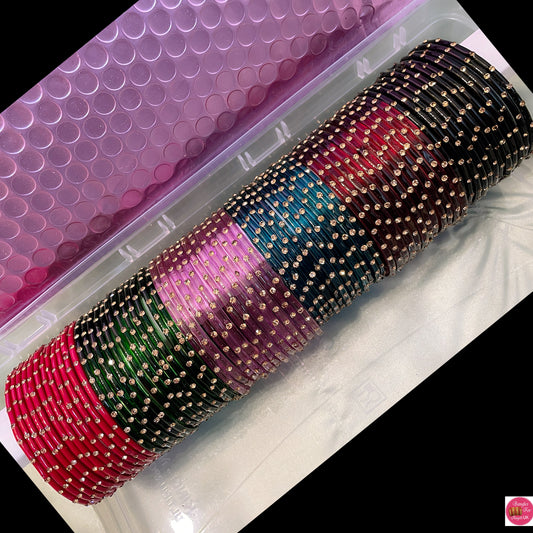 Stone Glass Bangles in various colours- Size 2.10