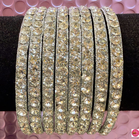 Silver Stone Metal Bangles Set