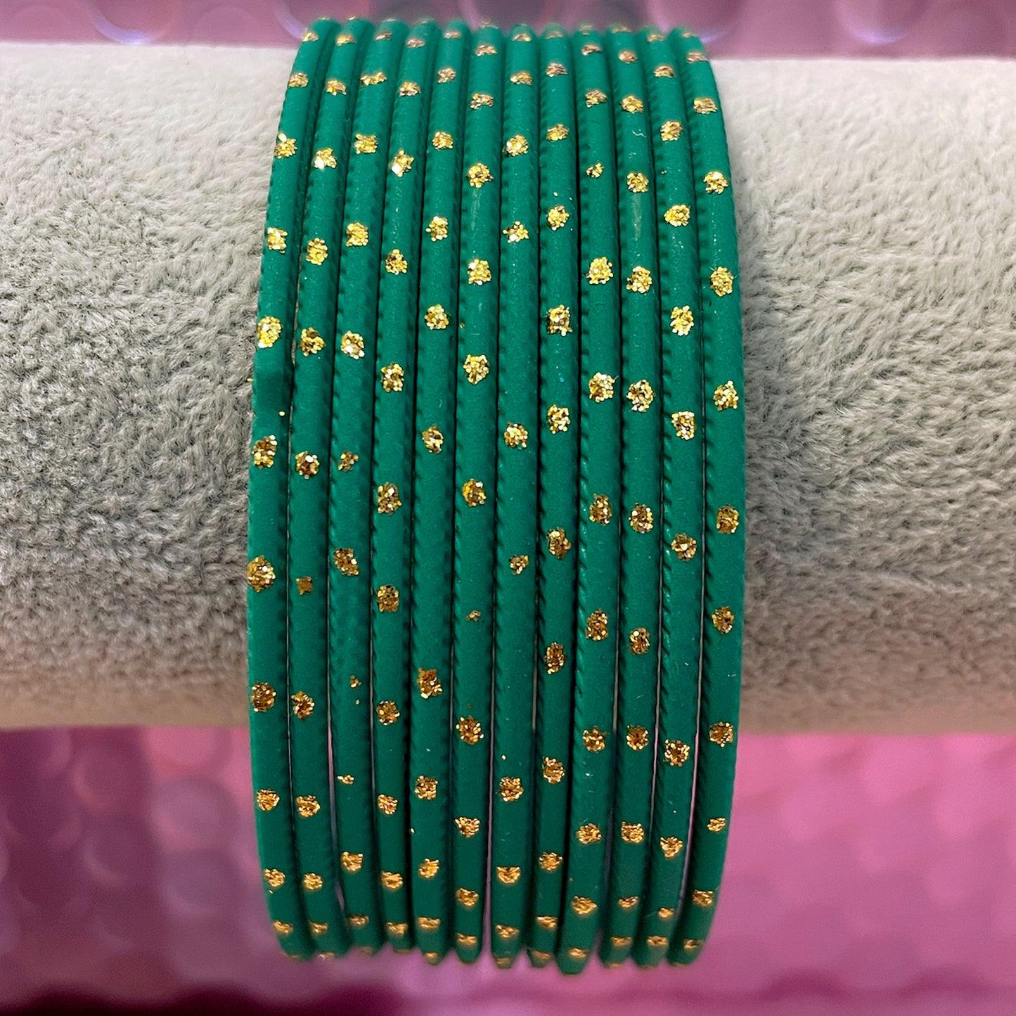 Teal Green Metal Bangles- Size 2.12