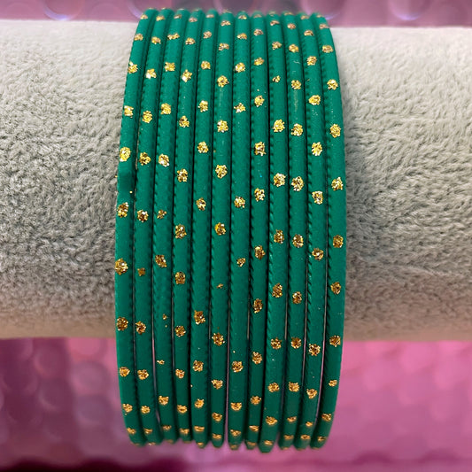 Teal Green Metal Bangles- Size 2.12