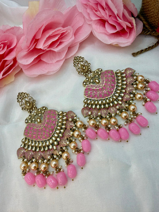 Kundan Baby Pink Earings
