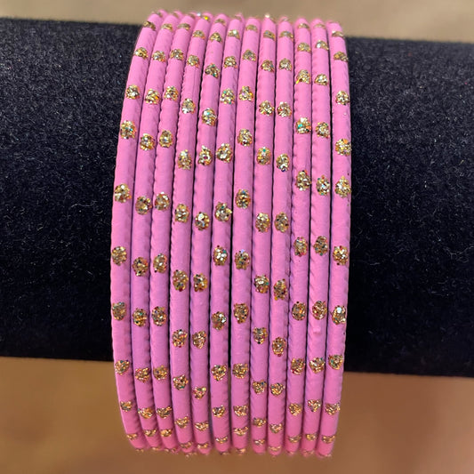 Pink Metal Bangles Set