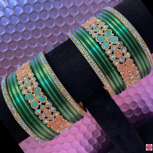 Mint Green Glass Bangles Set