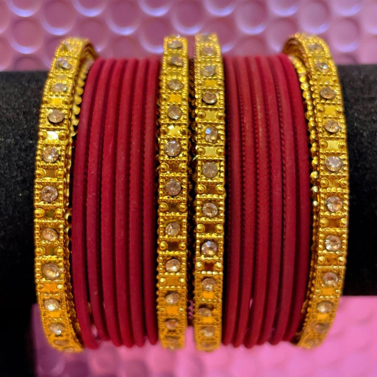 Gold Diamante Metal Bangles Sets- Various Colours