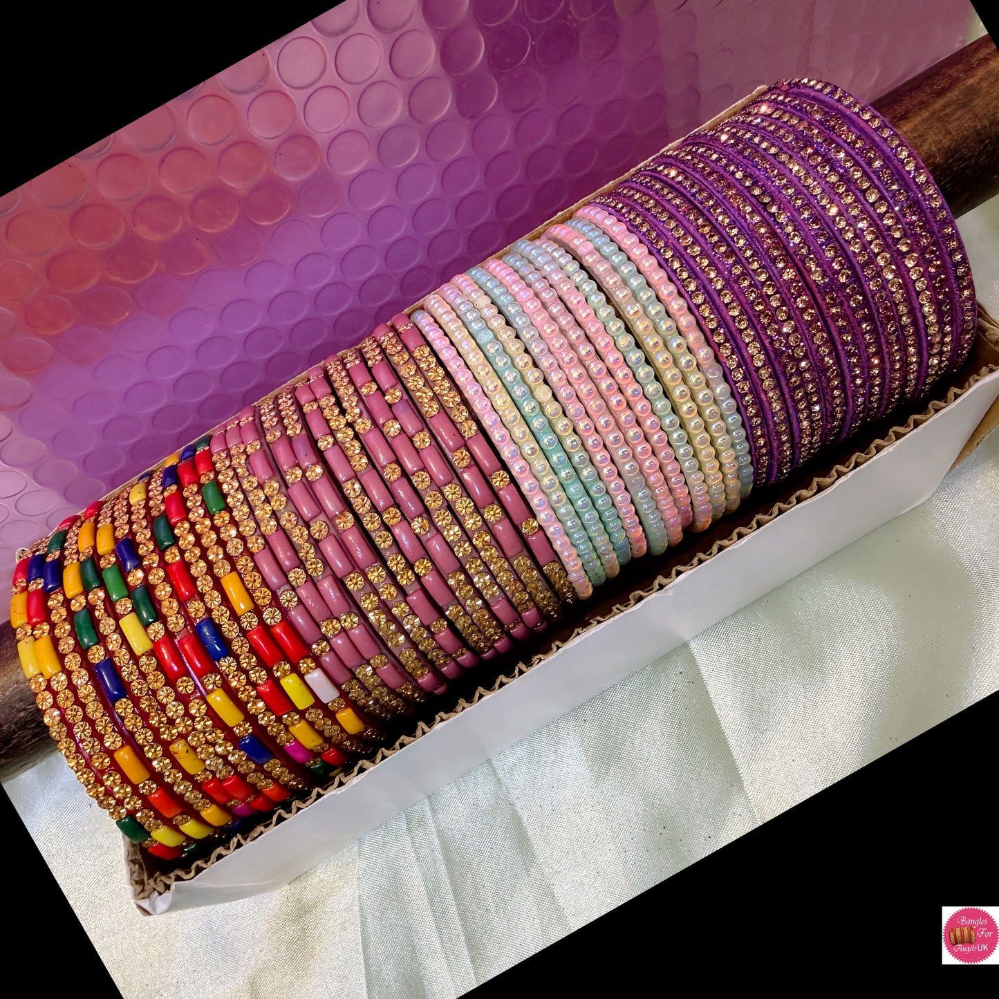Designer Glass Bangles Combo- Size 2.4/2.6/2.8