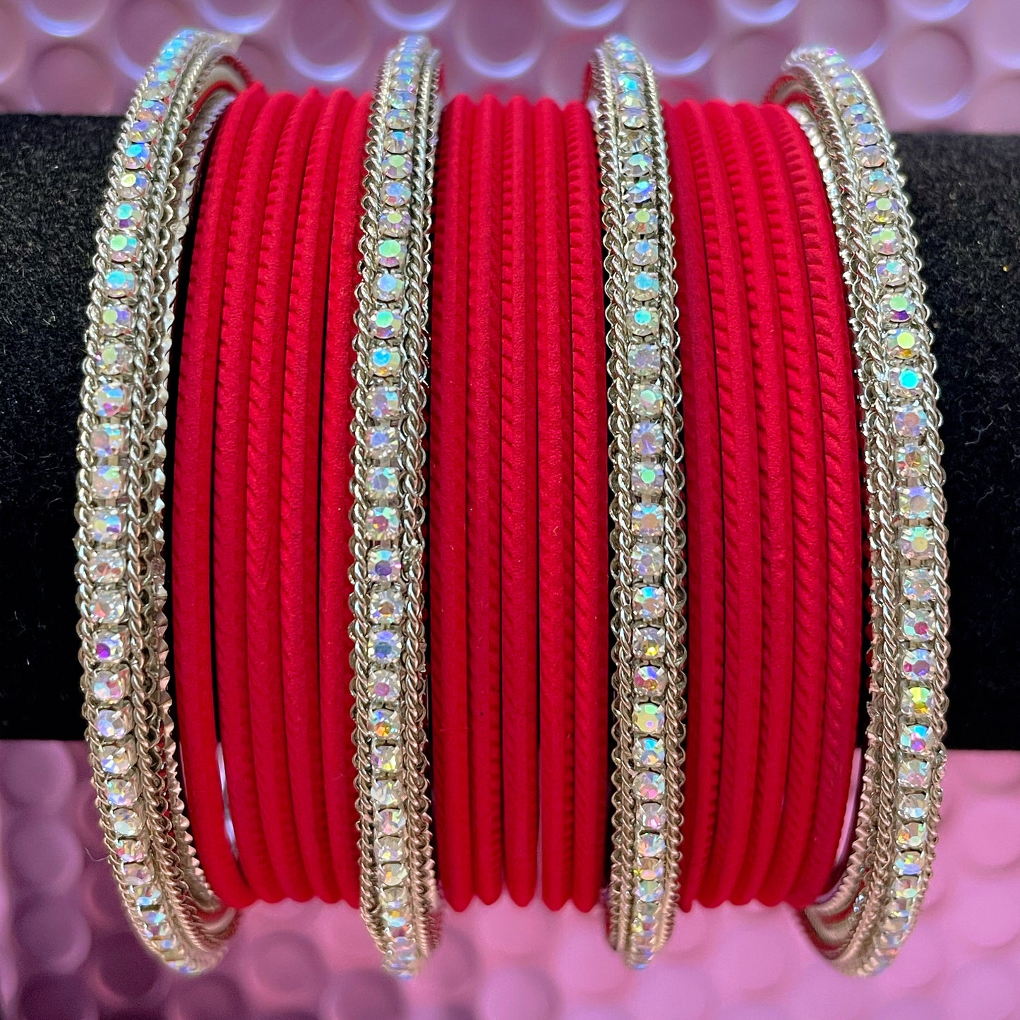 Silver Metal Bangles Set- Various Colours