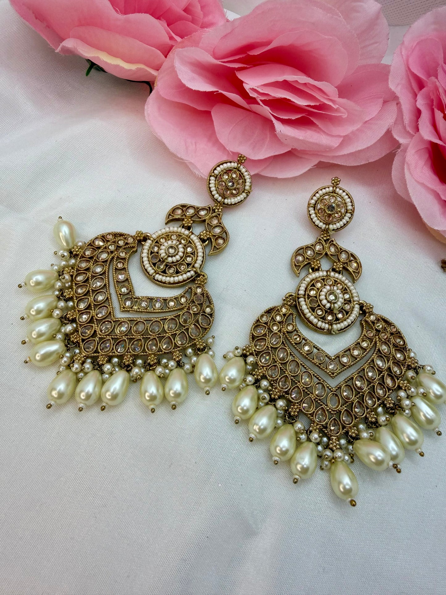 Kundan Pearl Gold Earings