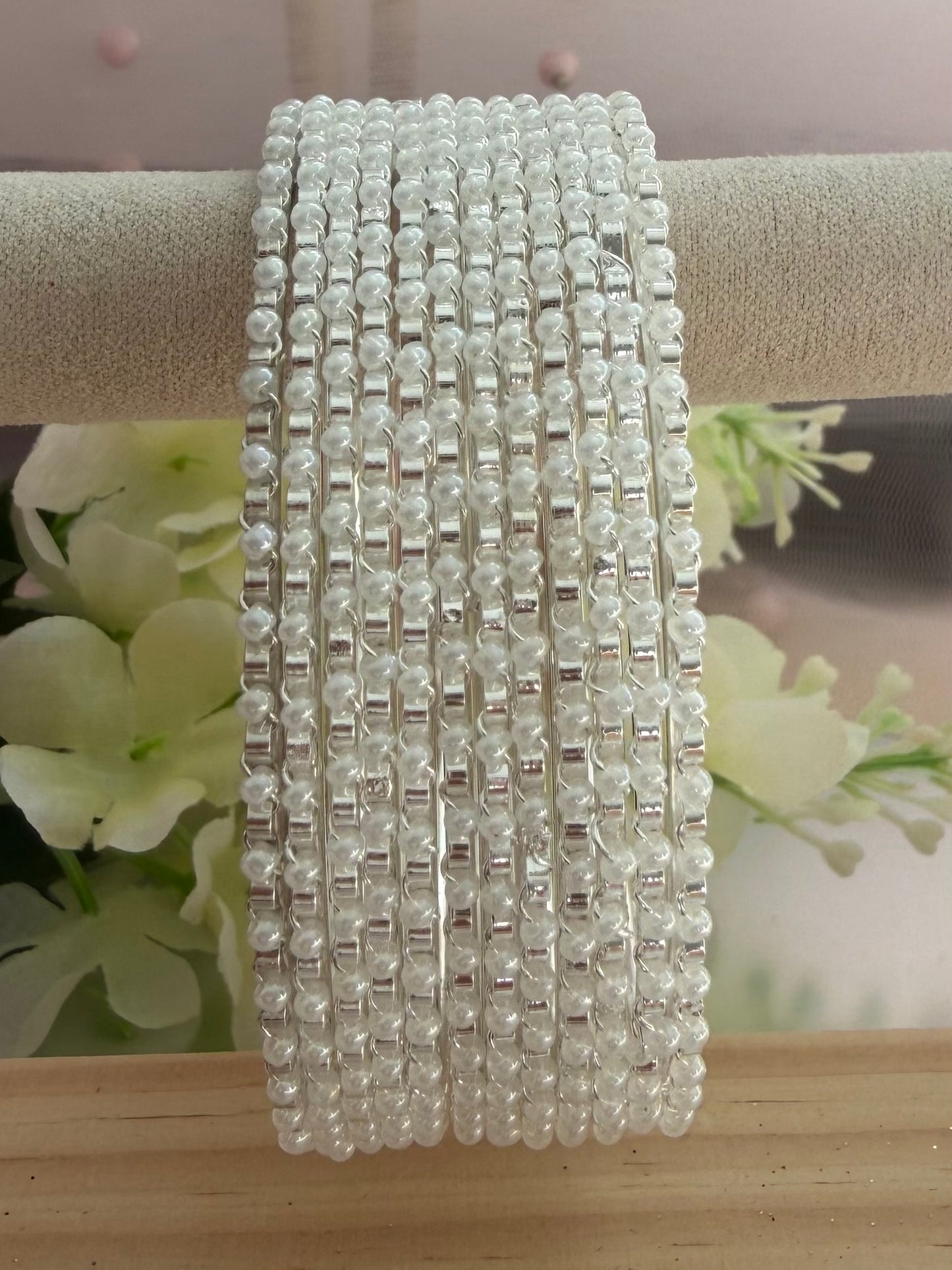 Silver & White Metal Bangles Set