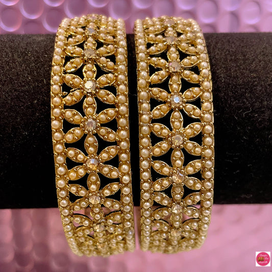 Kundan Gold Pearl Metal Karas