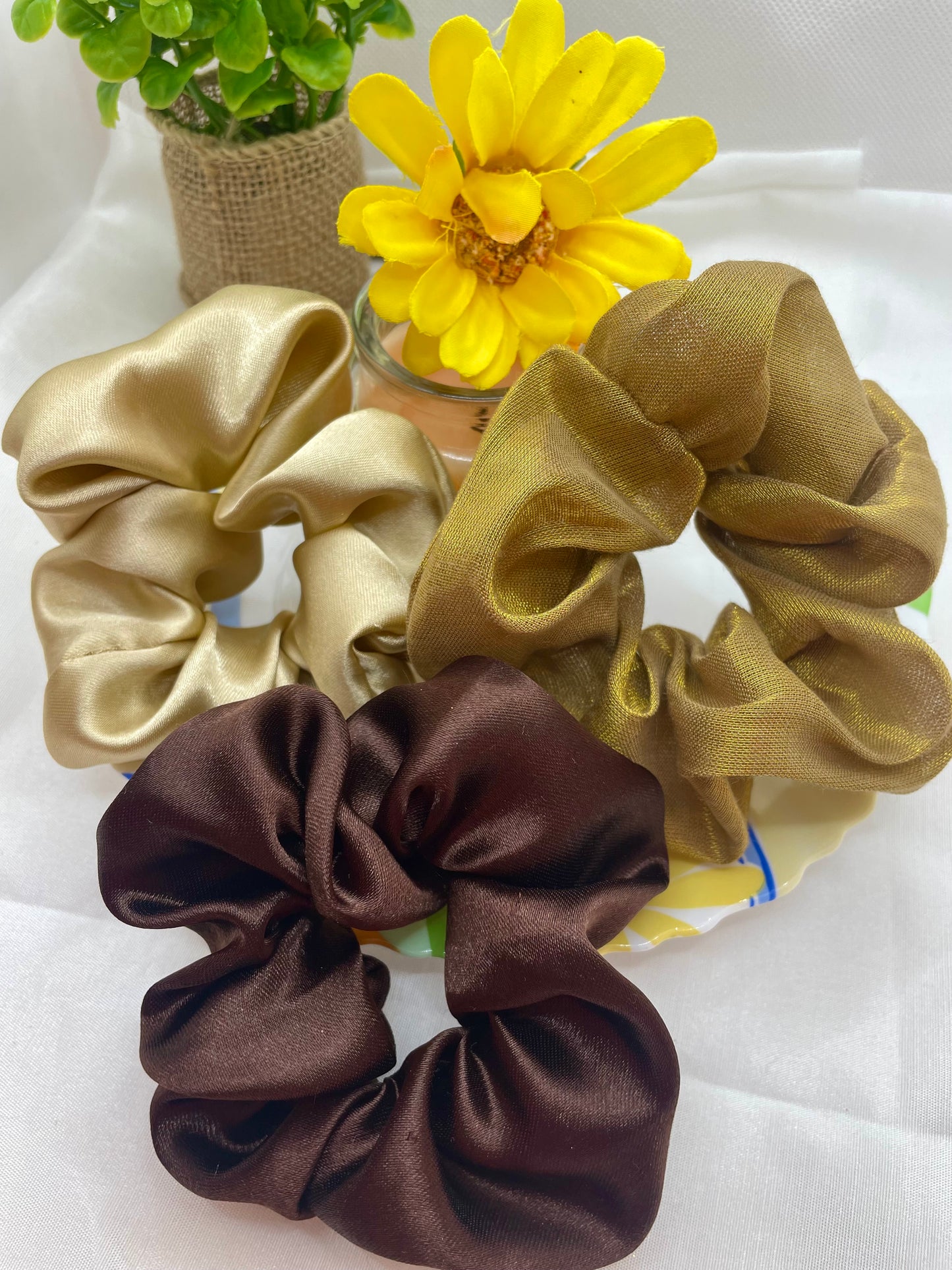 Nude Silk Scrunchie Combo