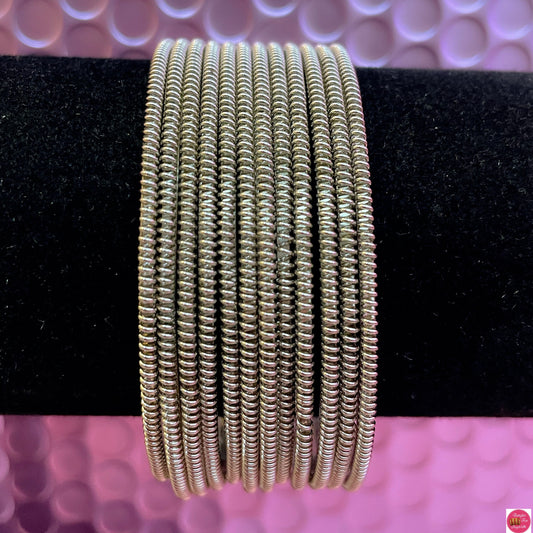 Silver Oxidised Metal Bangles- Size 2.2