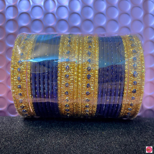 Blue & Gold Metal Bangles Set- Size 1.10/1.12