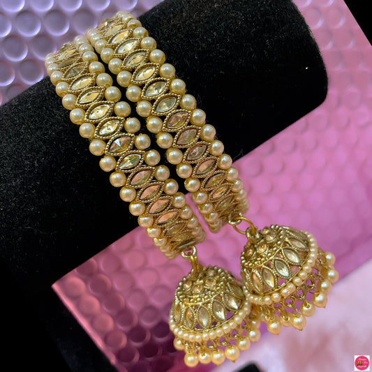 Kundan Pearl Hanging Metal Karas