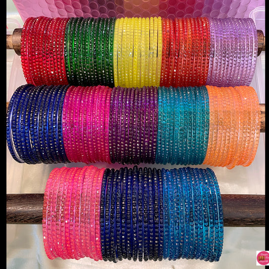 Rain Drop Glass Bangles Various Colours- Size 2.8