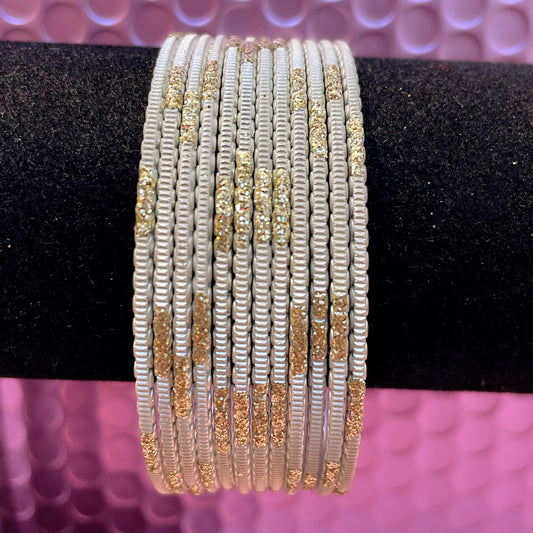 Cream Metal Bangles Set- Size 2.10