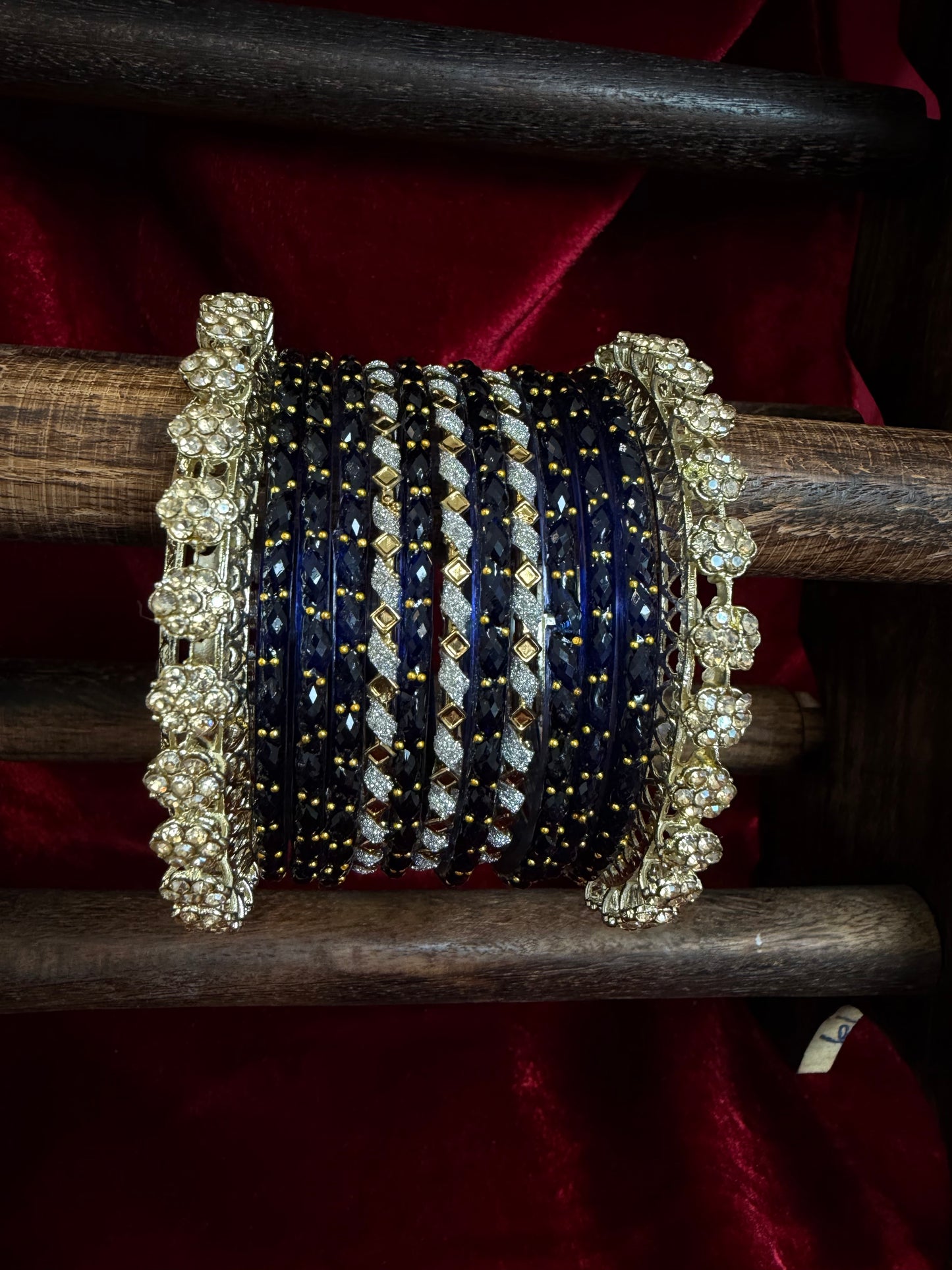 Gold Zirconia Glass Bangles Sets in various colors