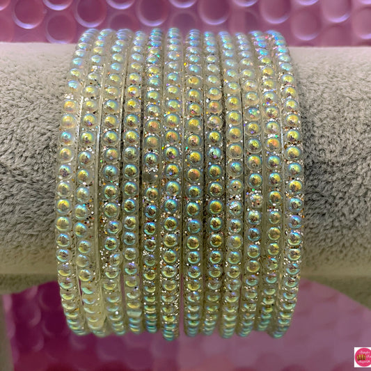 White Pearl Glass Bangles- Size 2.4/2.6/2.8