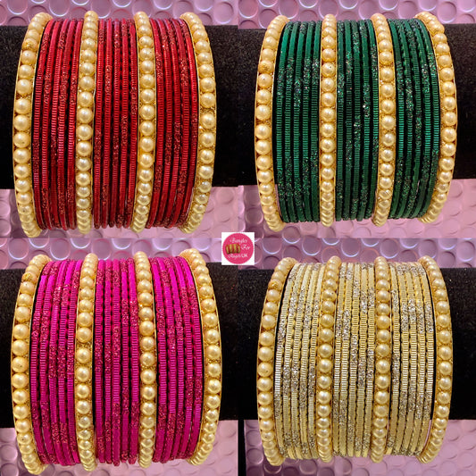 Gold Metal Bangles Sets- Various Colours