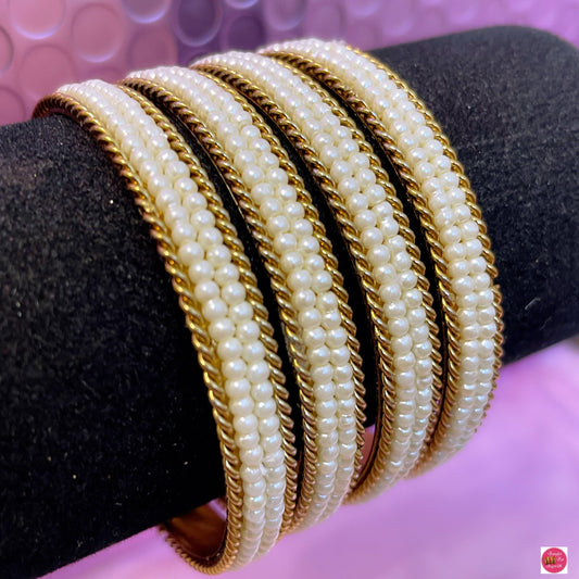 Gold Pearl Metal Karas- Size 2.2
