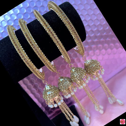 Gold Zirconia Pearl Hanging Metal Karas- 2.8/2.10