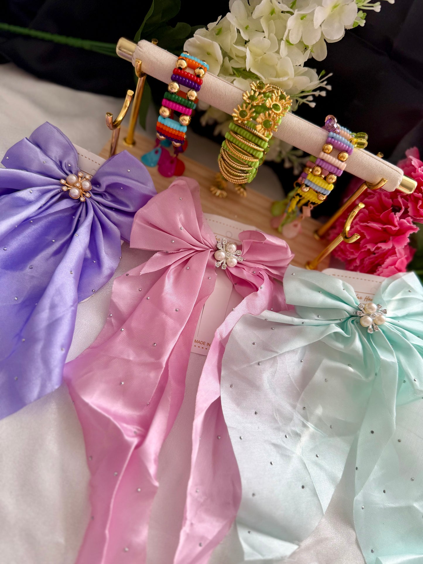 Kids Hair Bow & Bracelet Combo Bag