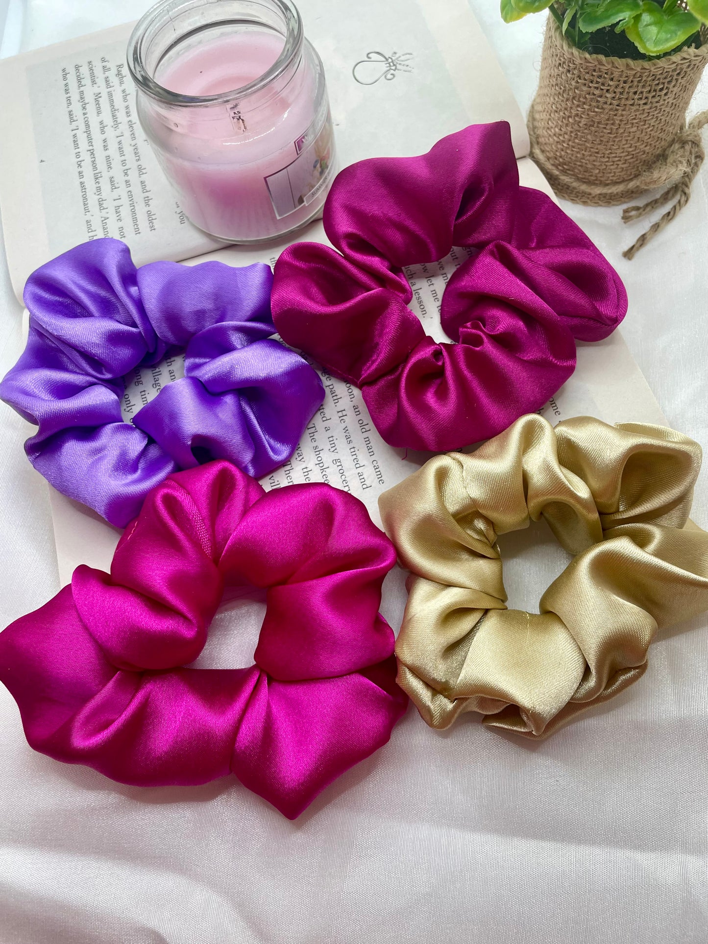 Purple Pinks Satin Scrunchie Combo