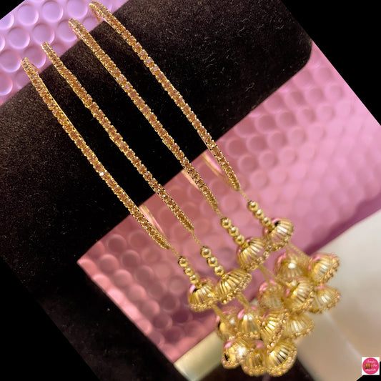 Gold Zirconia Hanging Metal Bangles Set