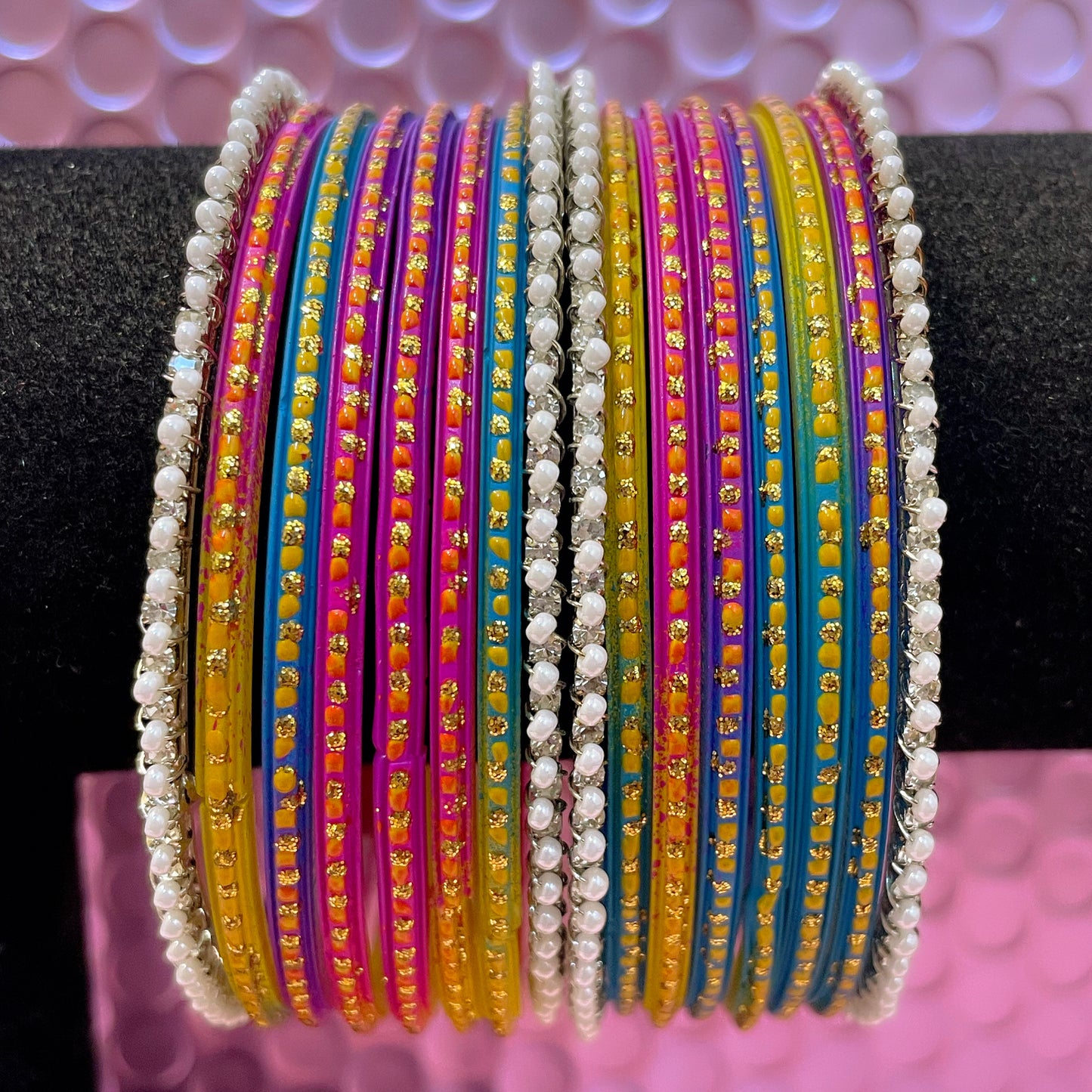 Pearl Glass Bangles Set- Size 2.12