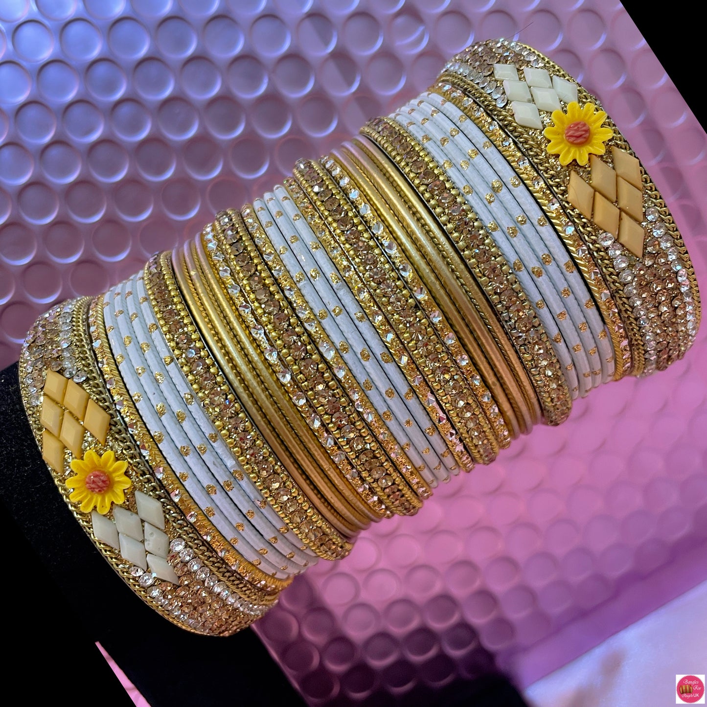 Gold & White Metal Bangles Set