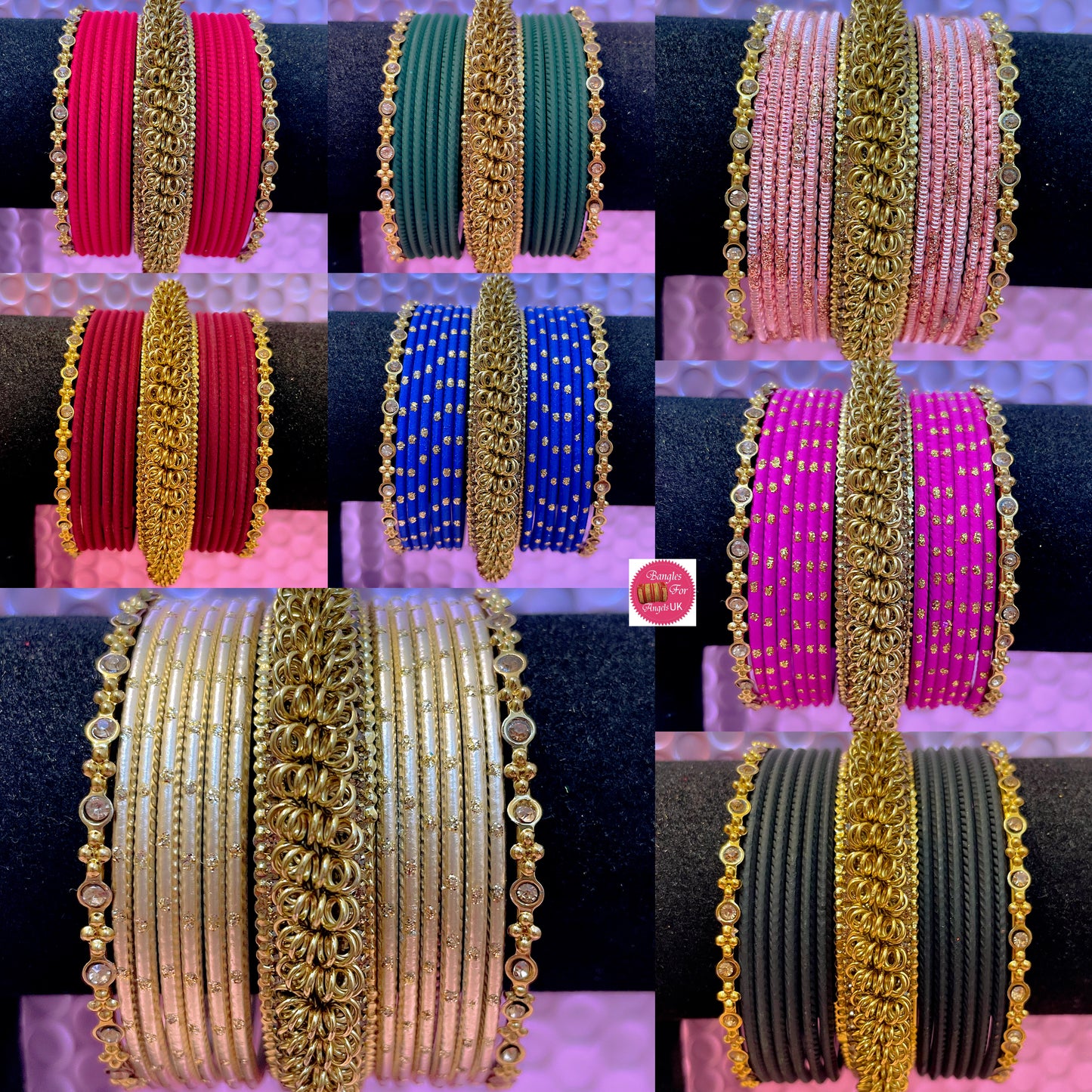 Gold Metal Bangles Sets- Various Colours