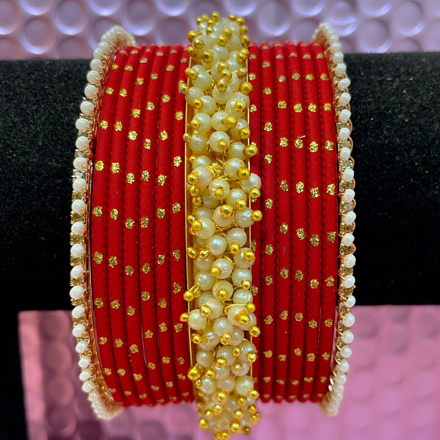 Pearl Metal Bangles Sets- Various Colours