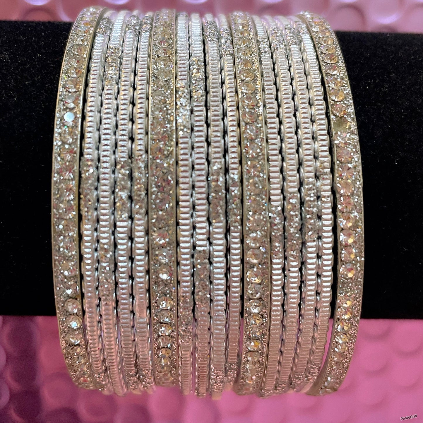 Silver Metal Bangles Set- Size 2.10