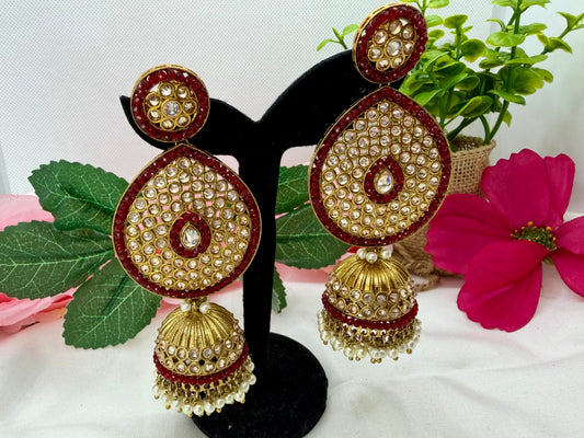 Kundan Gold Maroon Jhumka’s