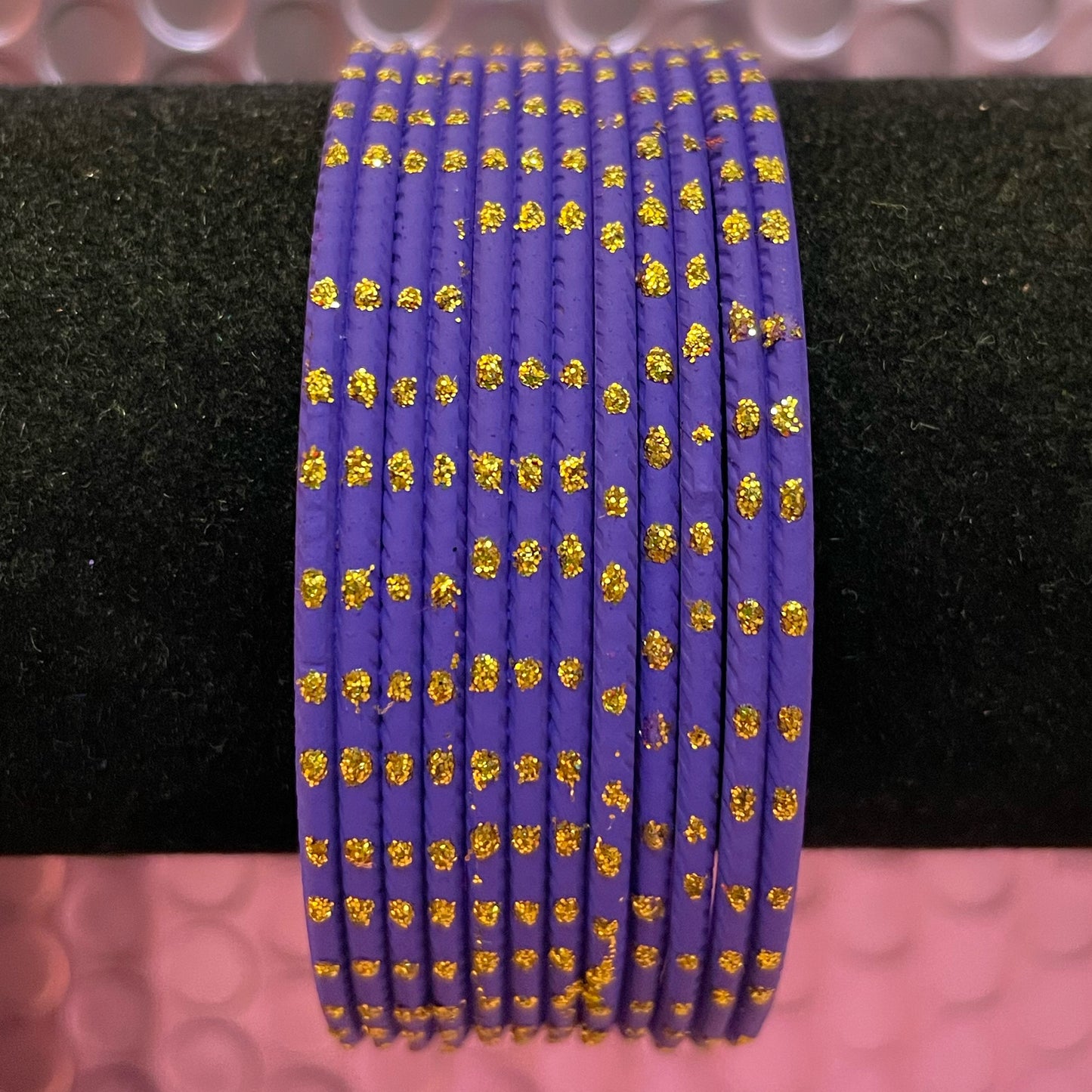 Purple Dotted Metal Bangles Set