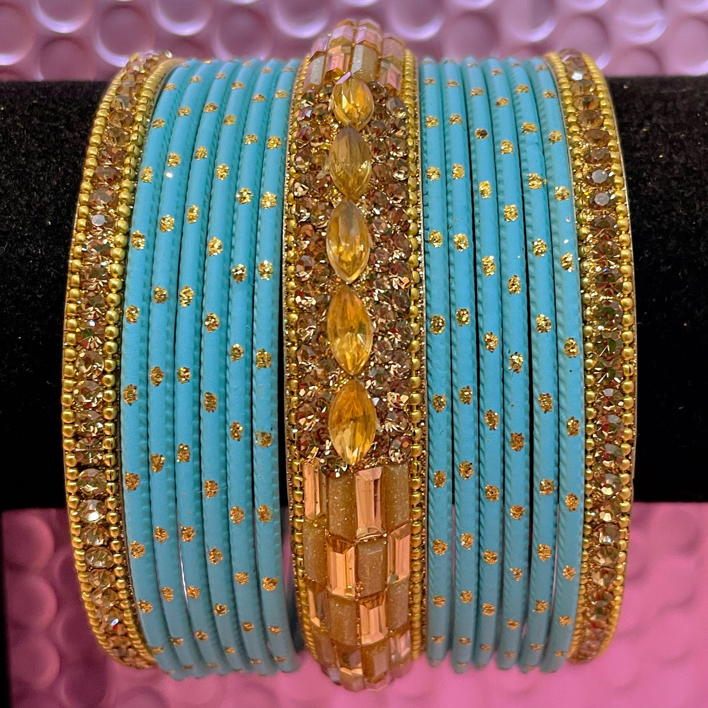 Gold Metal Bangles Sets Various Colours- Size 2.12