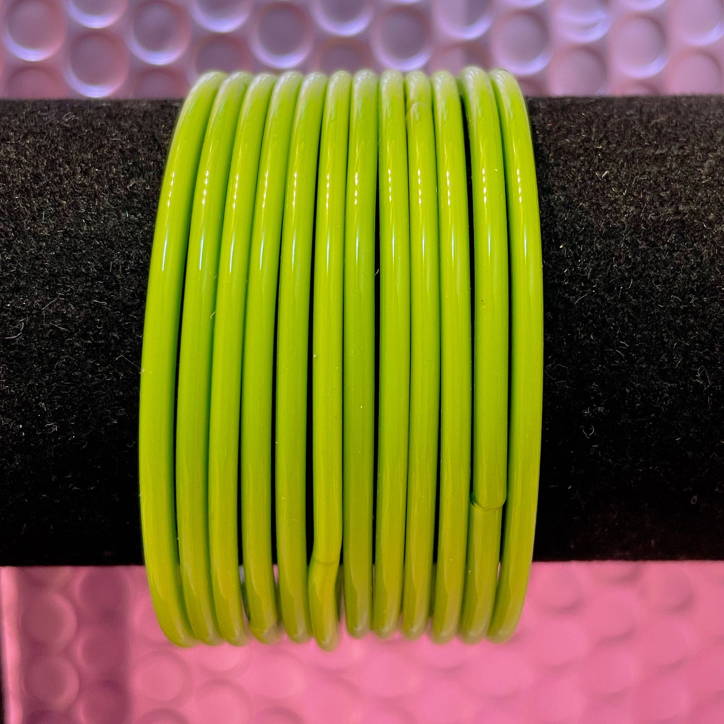 Lime Green Glass Bangles- Size 2.4