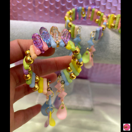 Multicoloured Kids Combo of 10 Open Bracelets