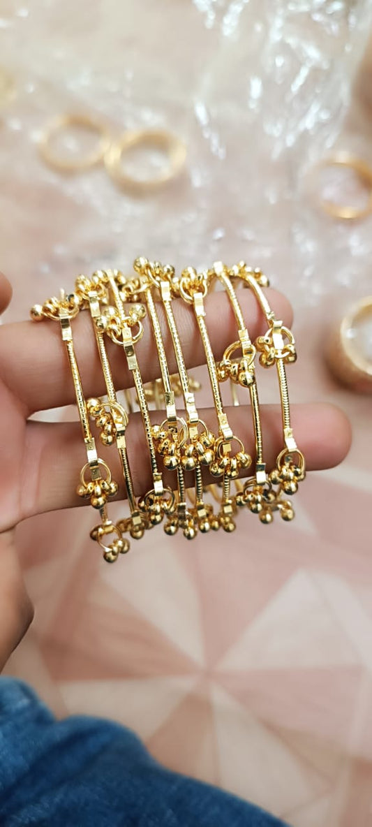 Kashmiri Golden Ghungro Metal Bangles