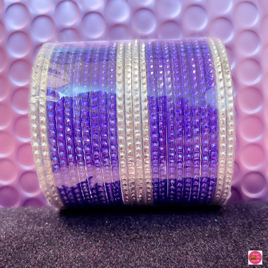 Silver & Purple Metal Bangles Set
