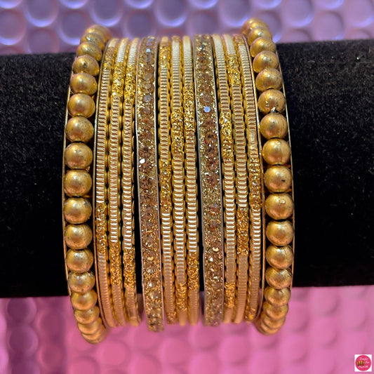 Gold Metal Bangles Set- Size 2.2