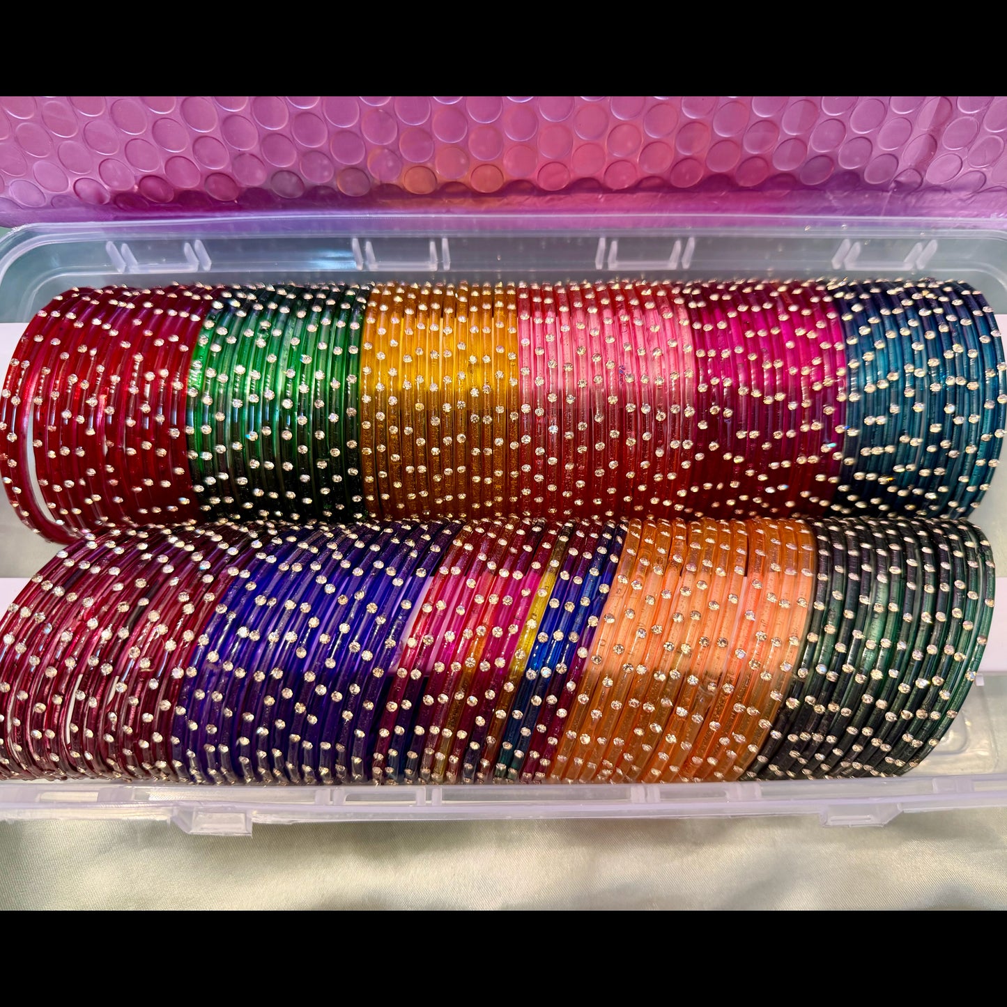 Stone Glass Bangles in various colours- Size 2.10
