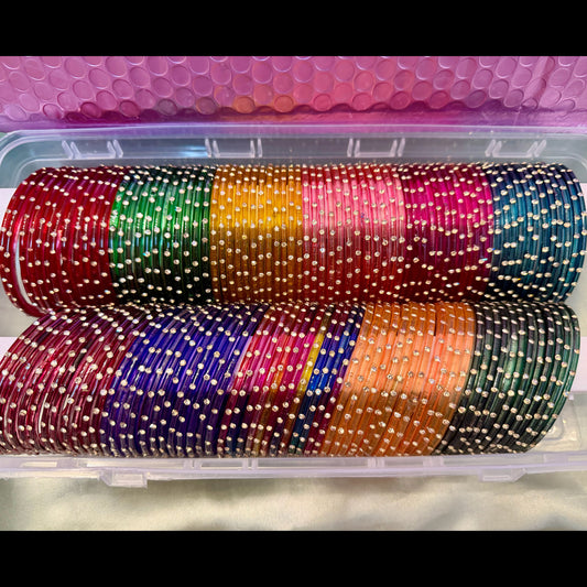 Stone Glass Bangles Combo Of 10 Sets