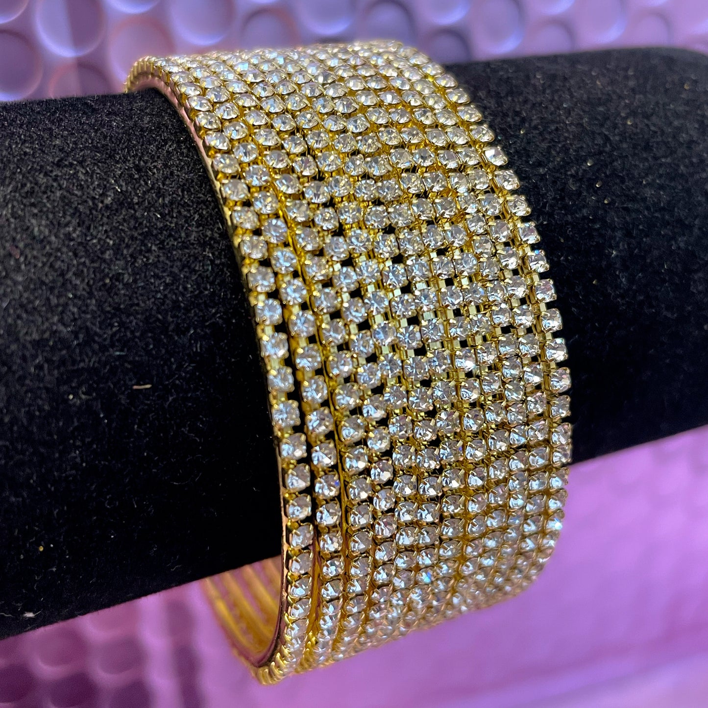 Gold Zirconia Metal Bangles Set