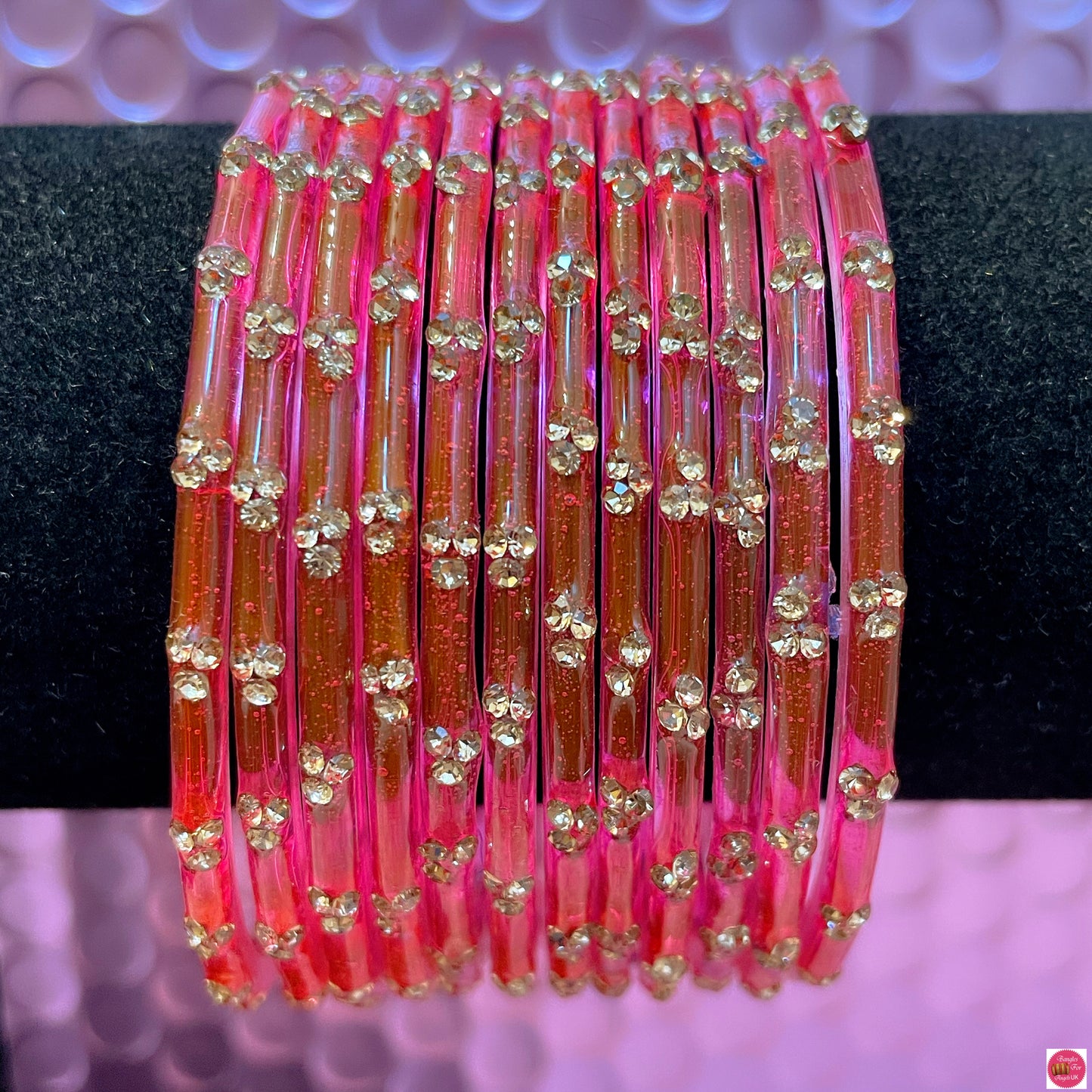 Carrot Red Zirconia Glass Bangles- Size 2.6/2.8