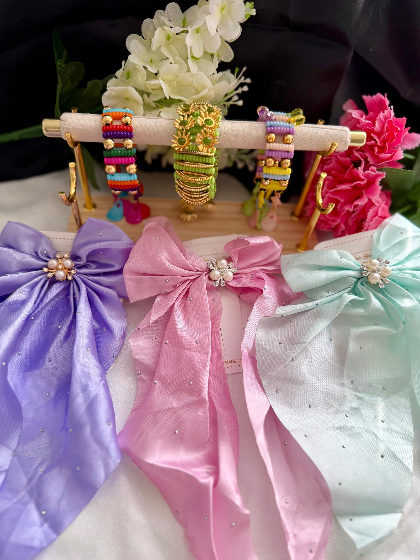 Kids Hair Bow & Bracelet Combo Bag