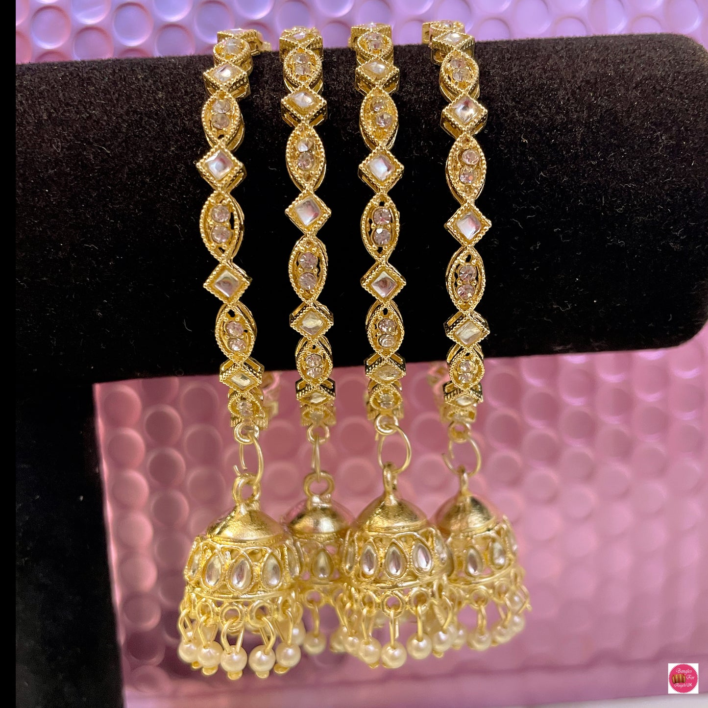 Kundan Gold Mirror Hanging Metal Karas