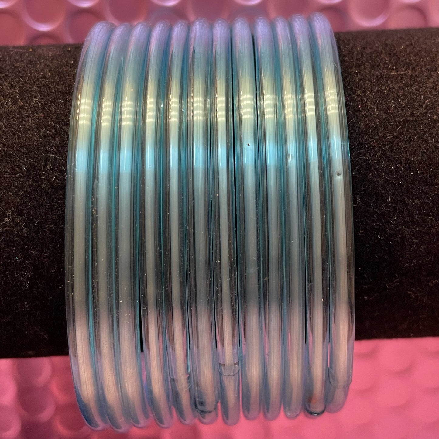 Ice Blue Plain Glass Bangles- Size 2.6